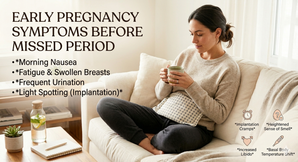 early pregnancy symptoms before missed period women
